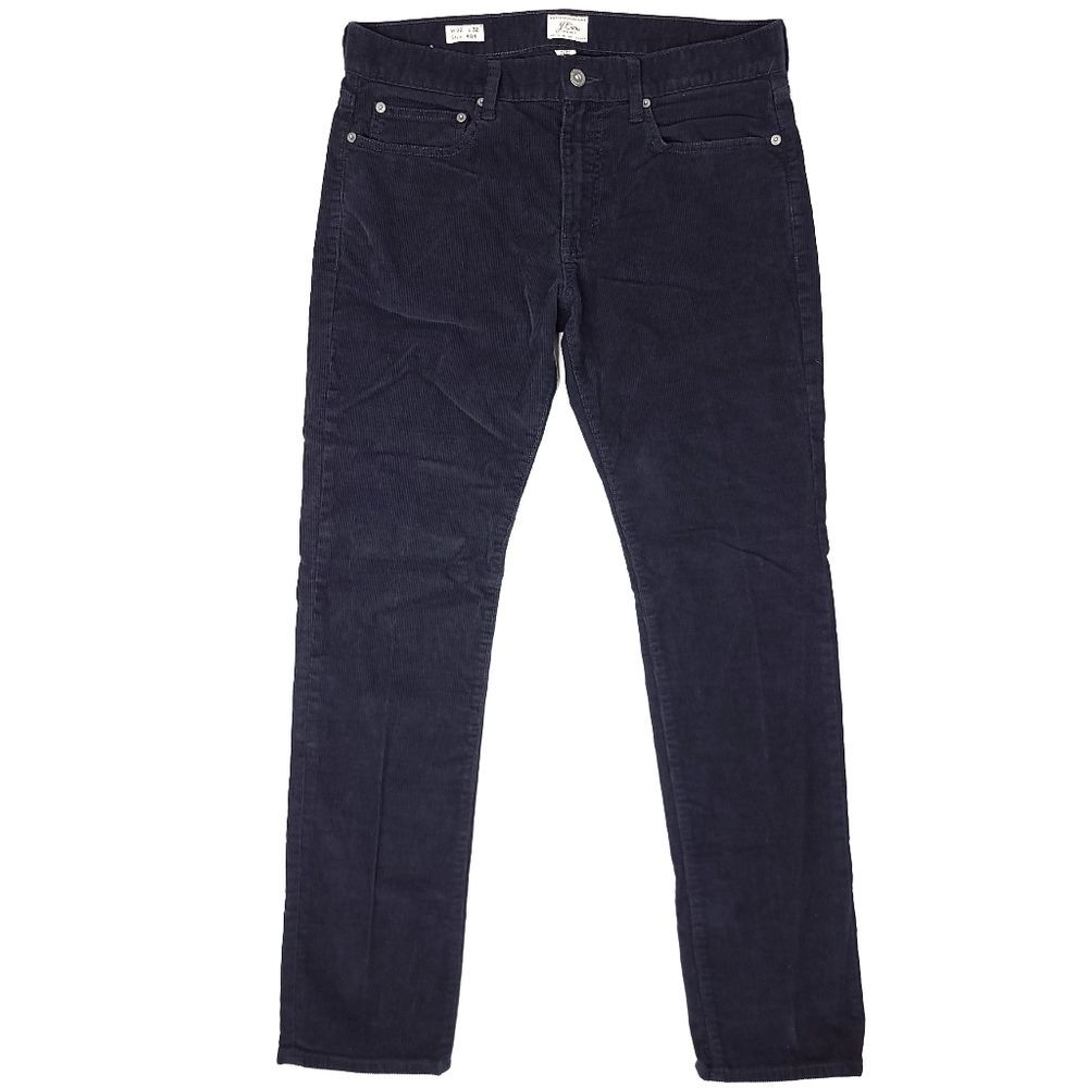 J Crew 484 Slim Fit Corduroy Pants Mens 32x31 Navy Blue Stretch 10" Rise